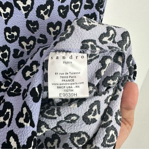 Sandro Rina Purple Heart Patterned long sleeve Blouse Top - Picture 7 of 8